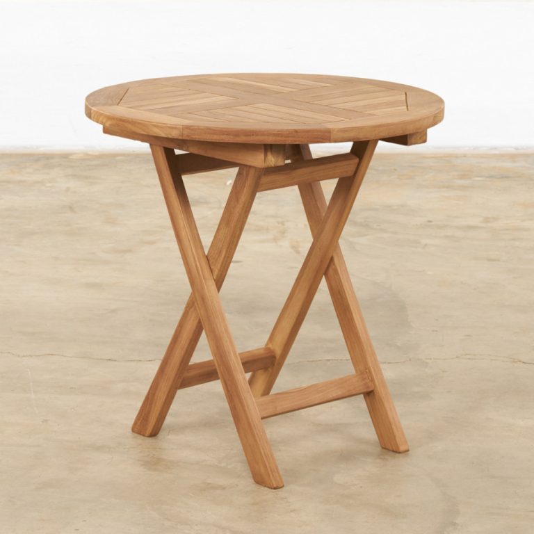 Table basse de jardin ronde pliante en teck massif Onora