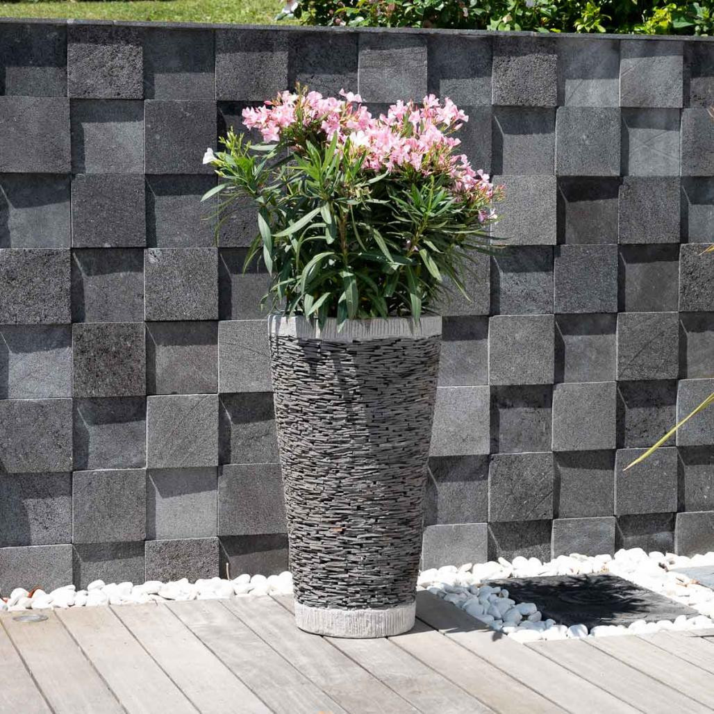 Jardinière conique en ardoise 80 cm pierre naturelle Wanda Collection