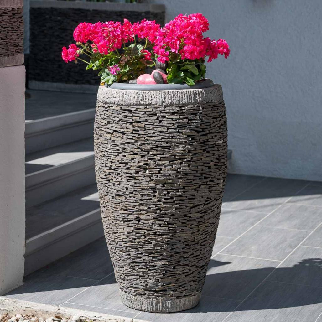 Jardinière forme œuf en ardoise 80 cm pierre naturelle Wanda Collection