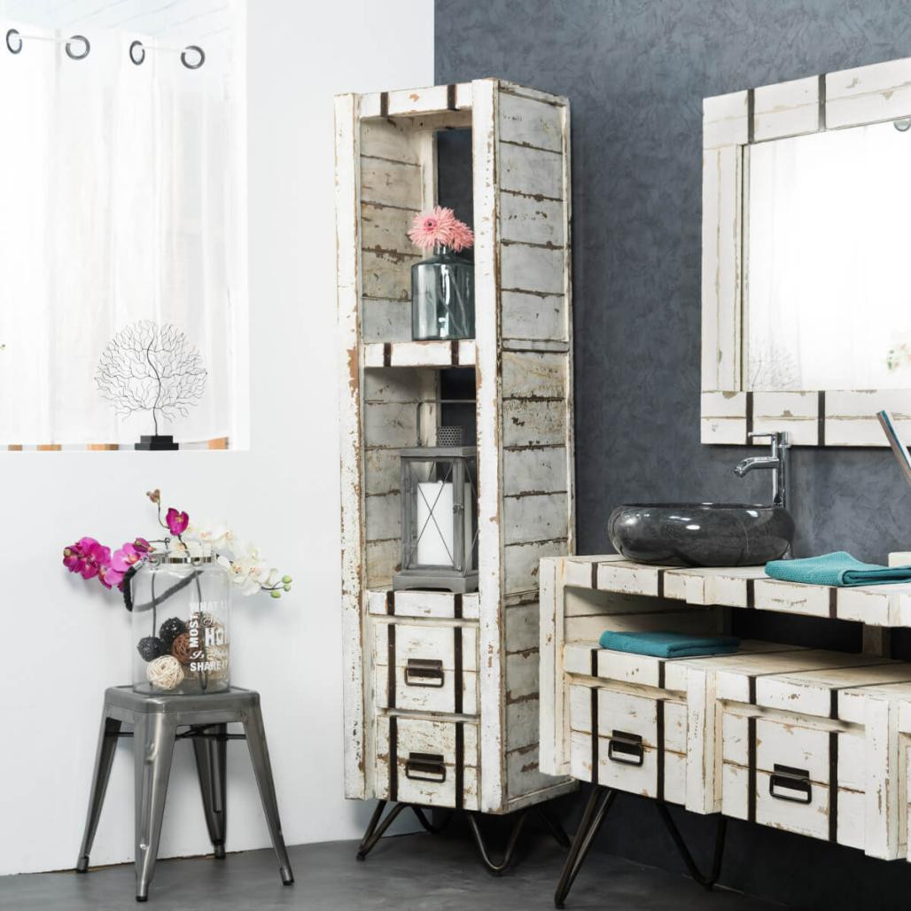 Colonne de salle de bain en mindi blanc Loft de 190 cm