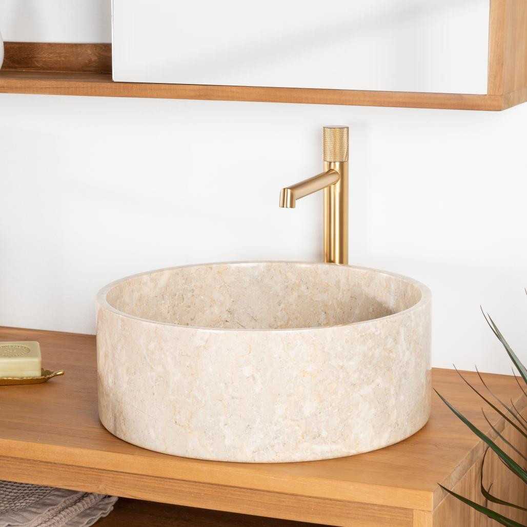 Vasque à poser en marbre de 40 cm de diamètre