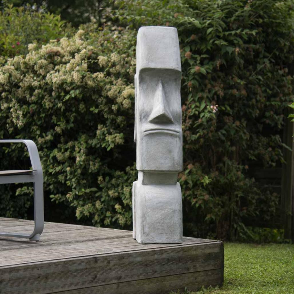 Statue Moaï buste complet de 1m20 pour jardin exotique