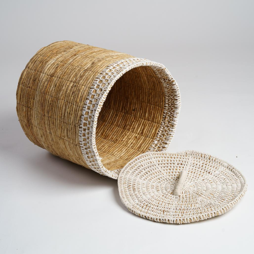 Panier à linge tressé en fibre naturelle Major de 50 cm de hauteur