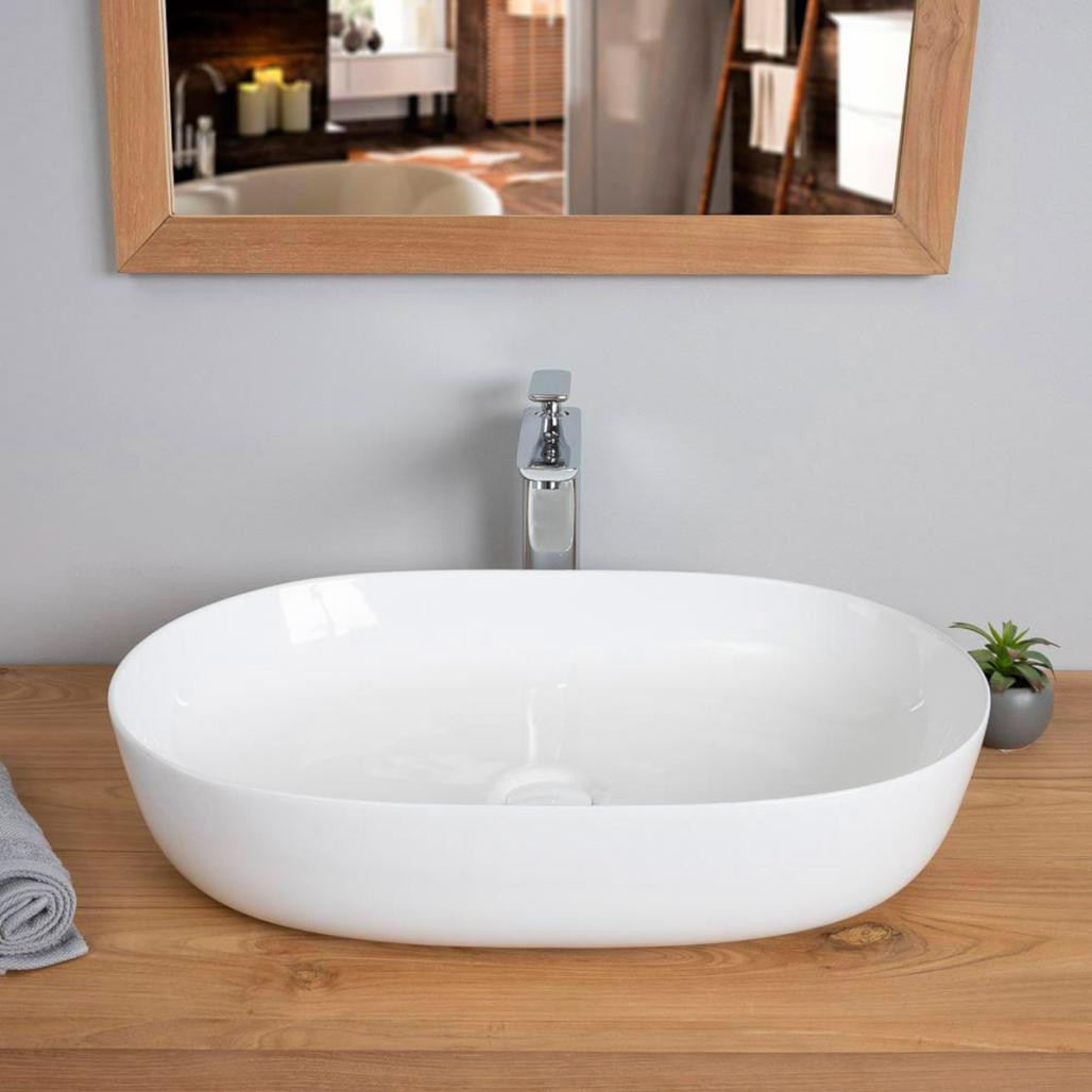 Vasque rectangulaire en céramique de 61 cm pour plan étroit