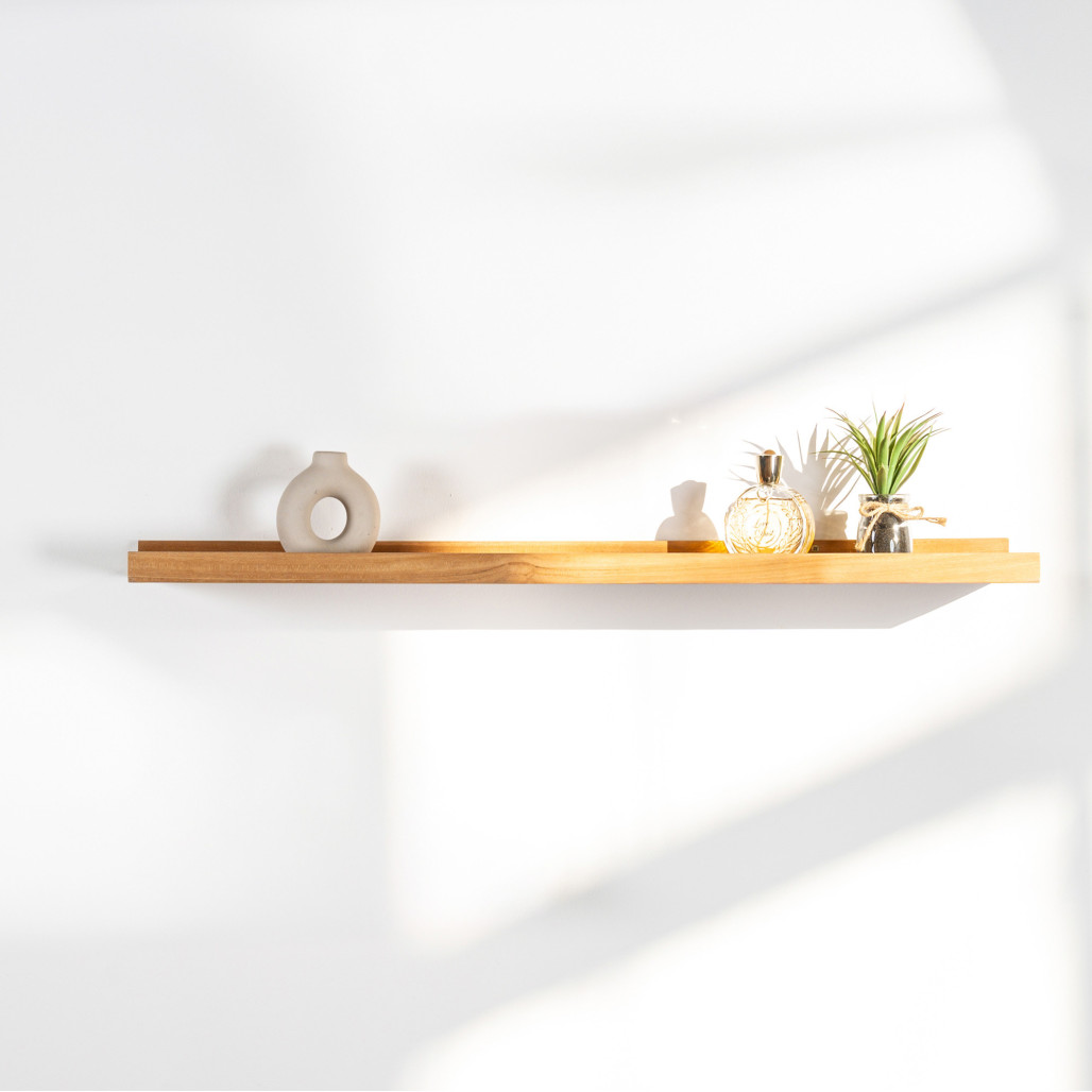 Tablette de salle de bain en teck massif Helvine 90 cm