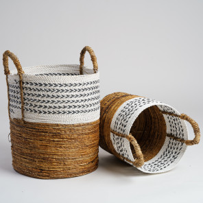 2 cestas con asas de fibra vegetal XL-M Sookie