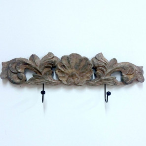 Baroque bronze two-hook wall-mounted towel holder