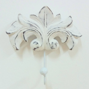 Baroque white hook wall-mounted towel holder