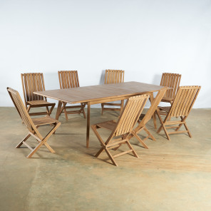 Conjunto de mesa extensible de jardín y 8 sillas plegables