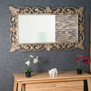 Córdoba bronze-coloured weathered-finish wood mirror 140 x 80