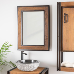 Elegance wood and metal bathroom mirror 60 x 80