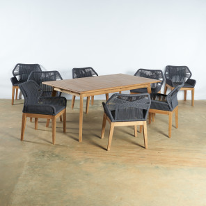 Ensemble table extensible de jardin et 8 fauteuils dark grey