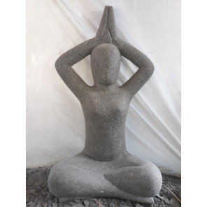 Escultura de piedra zen mujer posición de yoga 100 cm