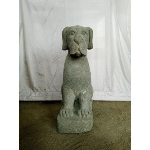 Escultura perro sentado en piedra natural 60 cm