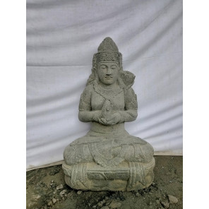 Estatua de jardín grande diosa balinesa dewi de piedra natural sentada 80cm