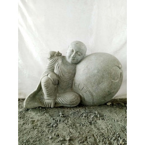 Estatua de jardín monje shaolin de piedra natural 100 cm