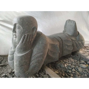 Estatua de monje shaolín de piedra natural jardín zen 1 m