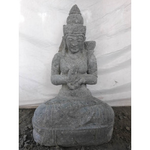 Estatua de piedra volcánica diosa dewi posición chakra 80cm