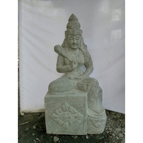 Estatua grande de jardín zen diosa balinesa de piedra 1 m