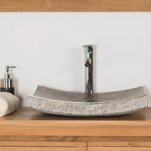 Lavabo cuarto de baño de piedra mármol Génova gris 50 cm
