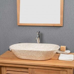 Lavabo de mármol cuarto de baño Eve crema 60 cm