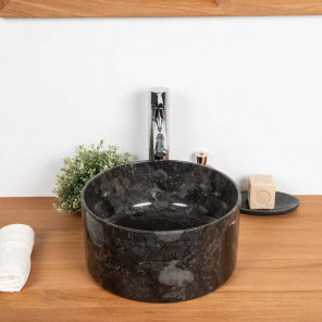 Lavabo en marbre salle de bain Ulysse 30 cm noir