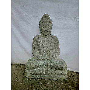 Meditating seated buddha volcanic rock garden statue 80 cm