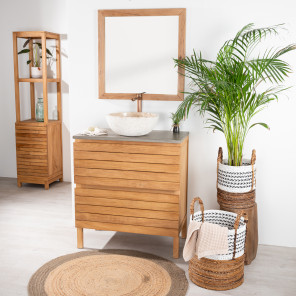 Mueble baño de teca y hormigón Toni L 80 cm