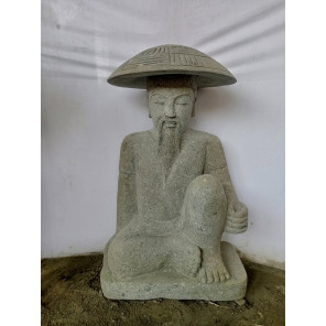 Natural stone statue Japanese fisherman stone 80 cm