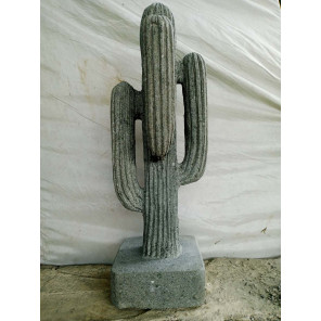 Sculpture de jardin cactus en pierre volcanique 75 cm