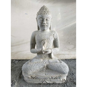 Sculpture en pierre volcanique de bouddha position chakra 50 cm