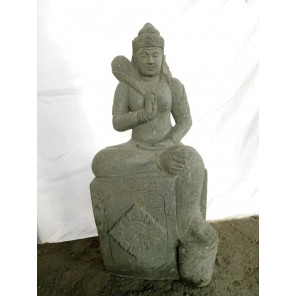 Seated balinese goddess natural stone statue 100 cm