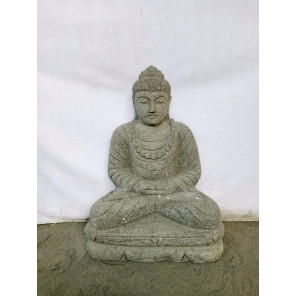 Seated buddha volcanic rock outdoor garden statue necklace 50 cm