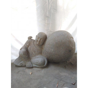 Shaolin monk volcanic rock garden statue 100 cm