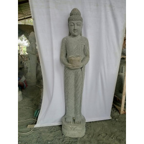 Standing buddha stone statue offering bowl 2 m