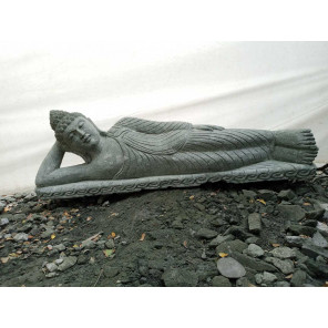 Statue bouddha couché en pierre naturelle 1 m 20