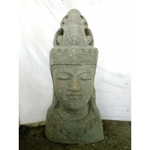 Statue buste déesse balinaise en pierre volcanique 120 cm
