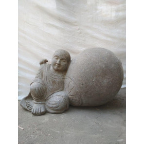 Statue en pierre de jardin zen moine shaolin 1 m