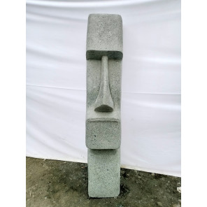 Statue en pierre volcanique moaï visage allongé 120 cm