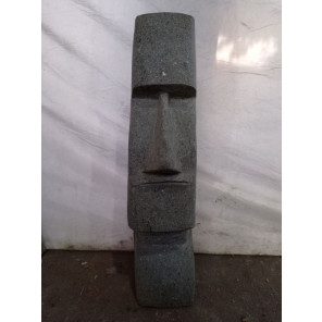 Statue en pierre volcanique moaï visage allongé 60cm