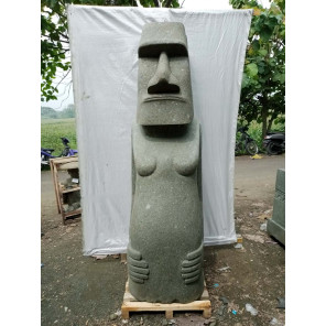 Statue jardin zen moai de l'ile de pacques en pierre naturelle 200 cm