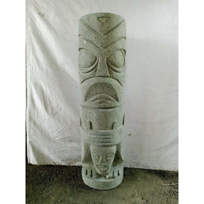 Tiki oceania statue in volcanic stone garden 1m
