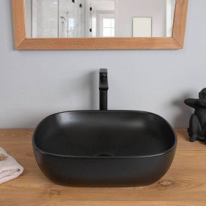 Vasque en céramique rectangulaire noir Phébie 48cm
