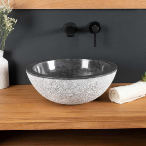 Vasque en marbre à poser Stromboli noir 40cm