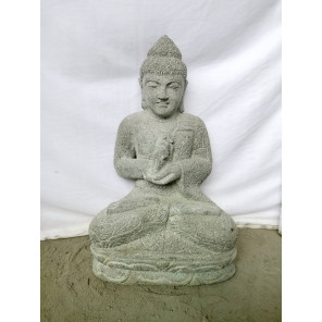 Volcanic rock seated buddha garden statue chakra pose 50 cm