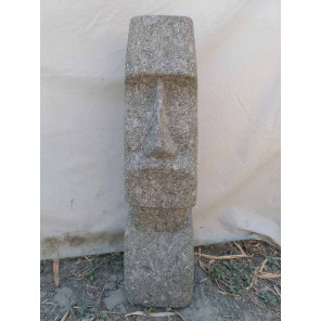 Zen moai elongated face volcanic rock garden statue 60 cm
