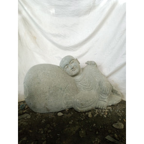Zen shaolin monk stone garden statue 1 m