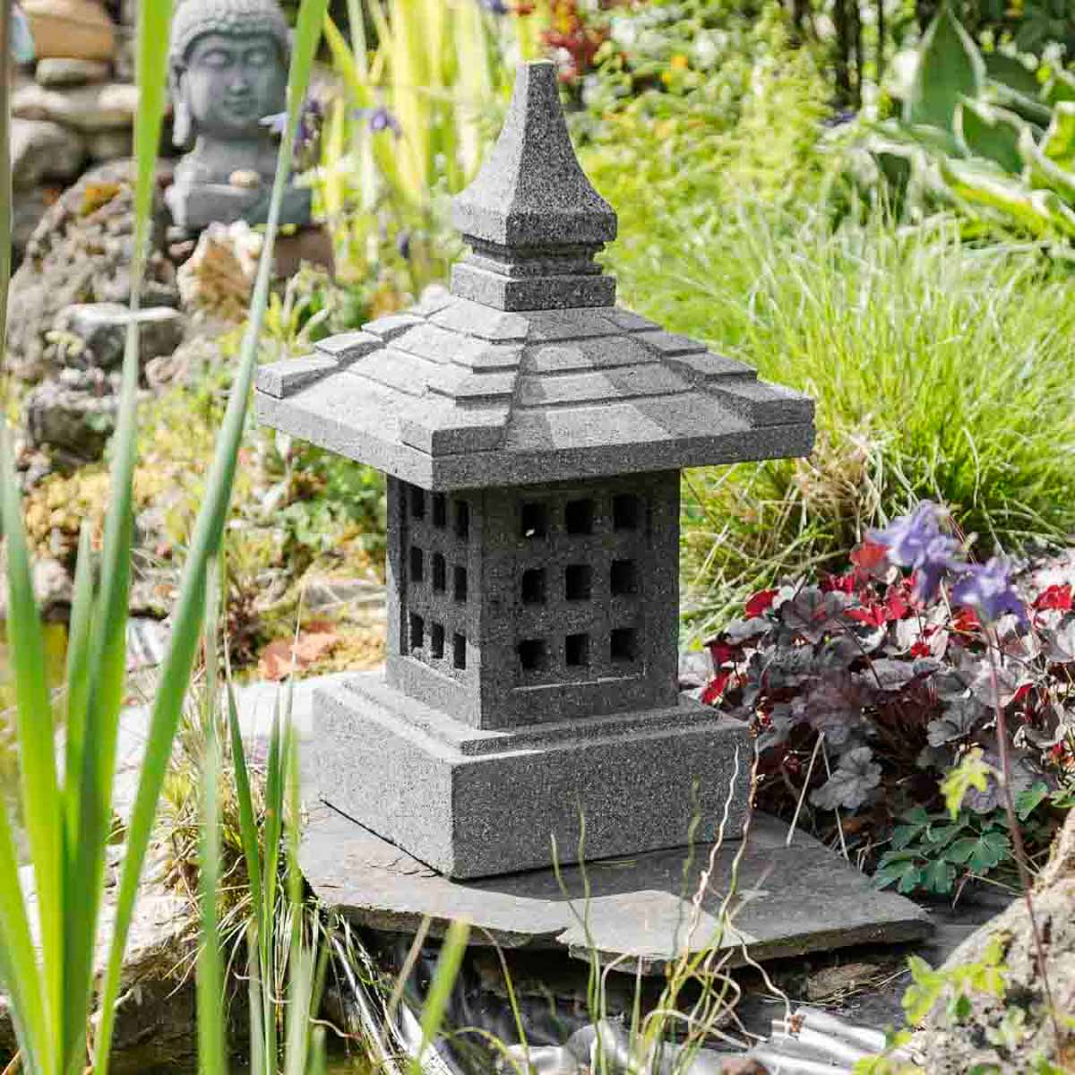 Lampe jardin japonais pierre de lave 1.50 m Couleur gris Wanda