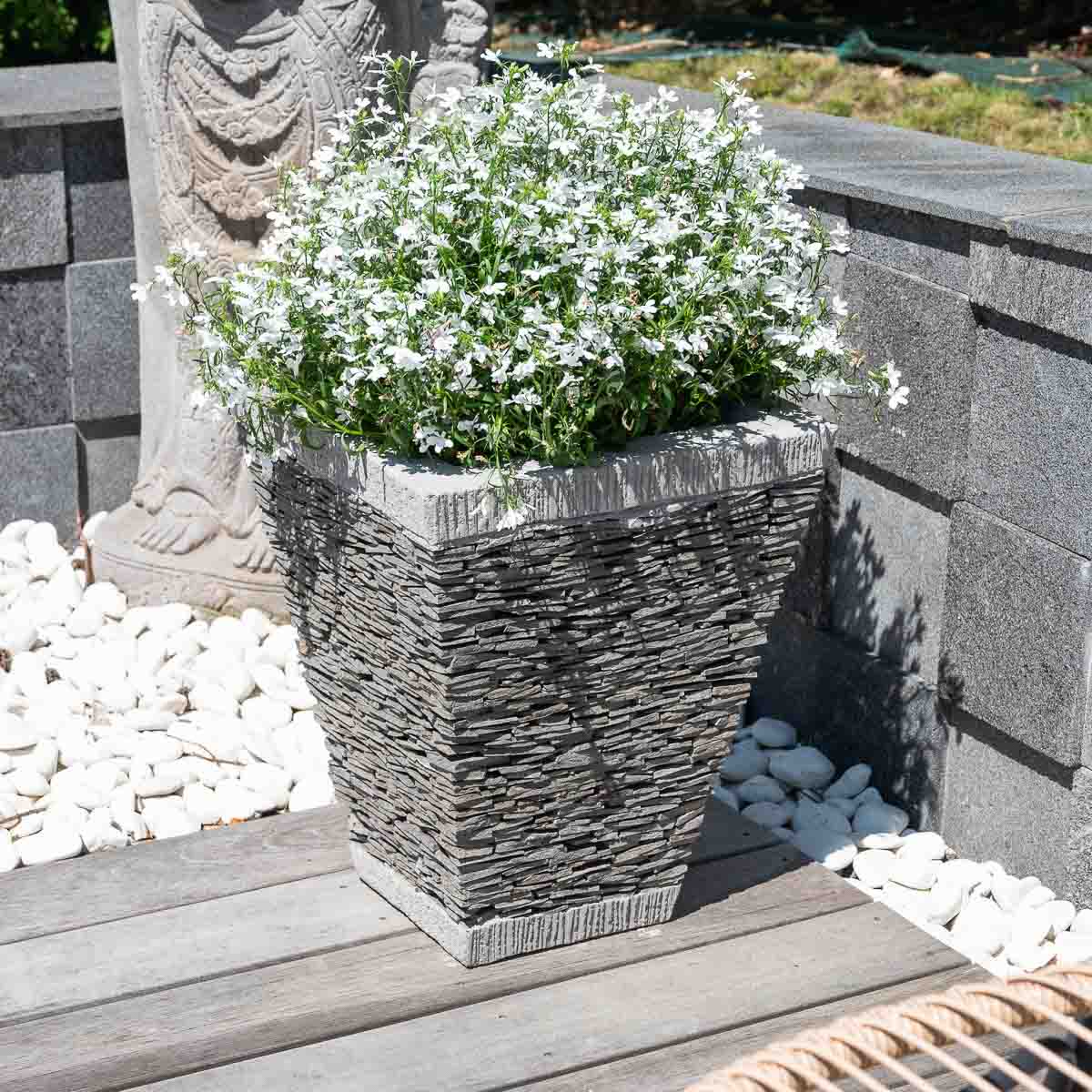 Pot bac jardinière conique ardoise 50cm jardin terrasse zen