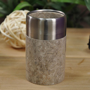 Grey bathroom marble and stainless steel toothbrush holder